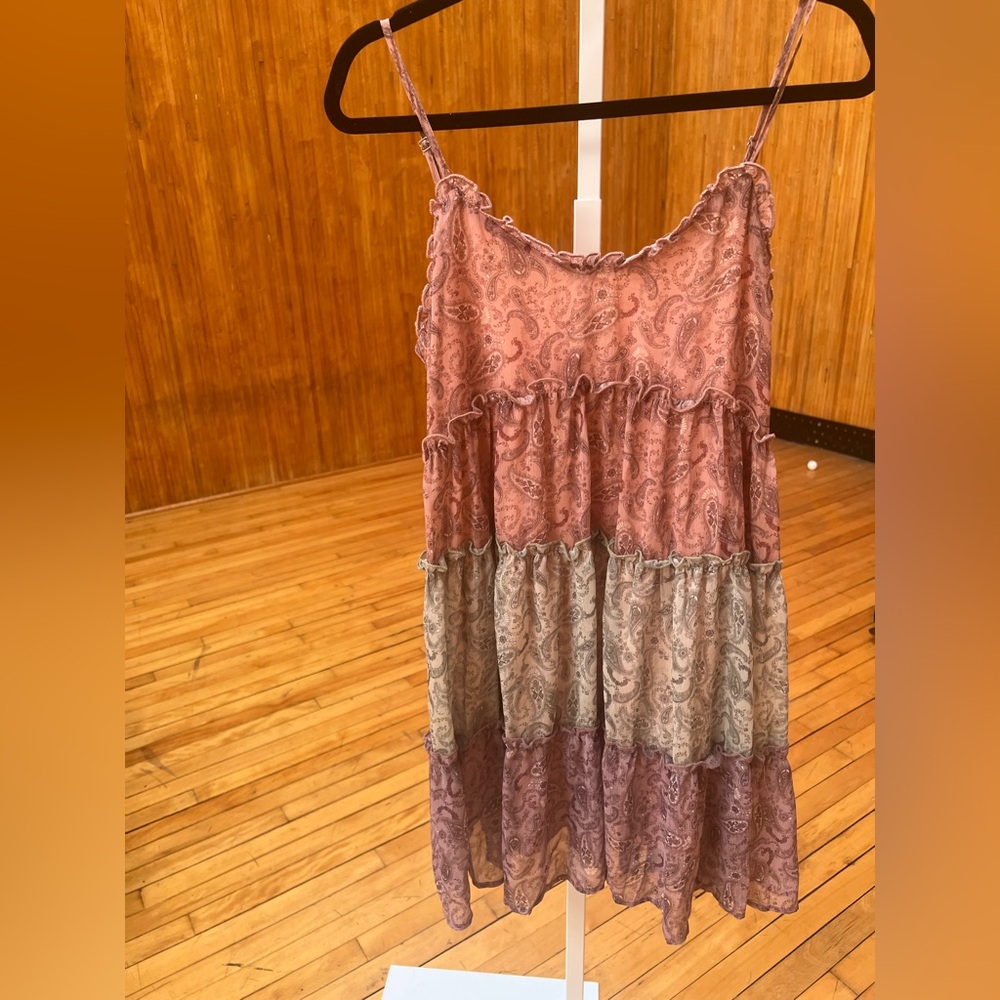 Purple Paisley Sleeveless Spaghetti Strap Mini Sundress
